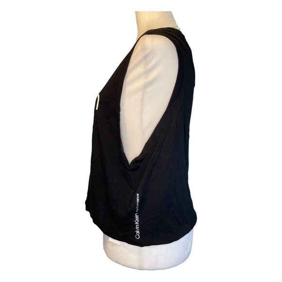 Calvin Klein Performance Graphic Tee Tank Top Black White Cropped Crewneck S - Picture 3 of 11